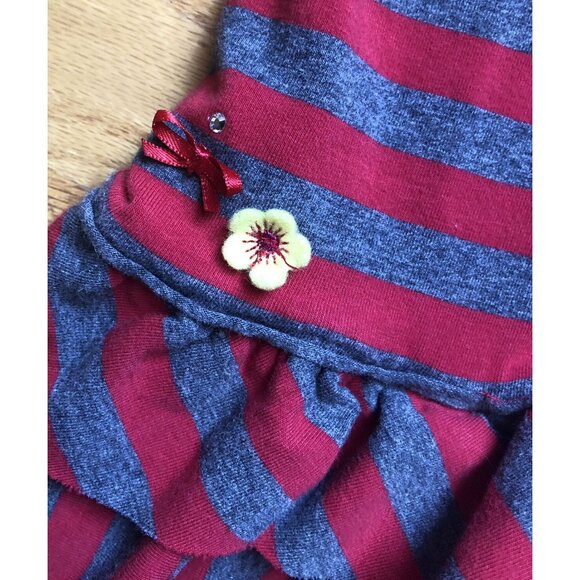 Deux Par Deux Size 5 Dress Red & Grey Striped - Picture 3 of 8